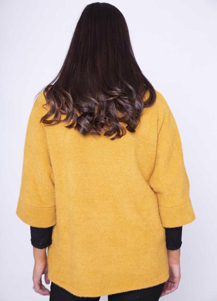 Round Neck 3/4 Sleeve Coat/Cardi in Gold