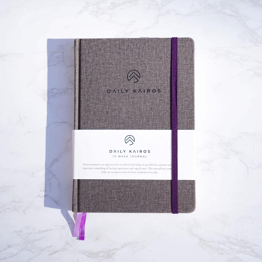 Grey linen prayer journal Daily Kairos