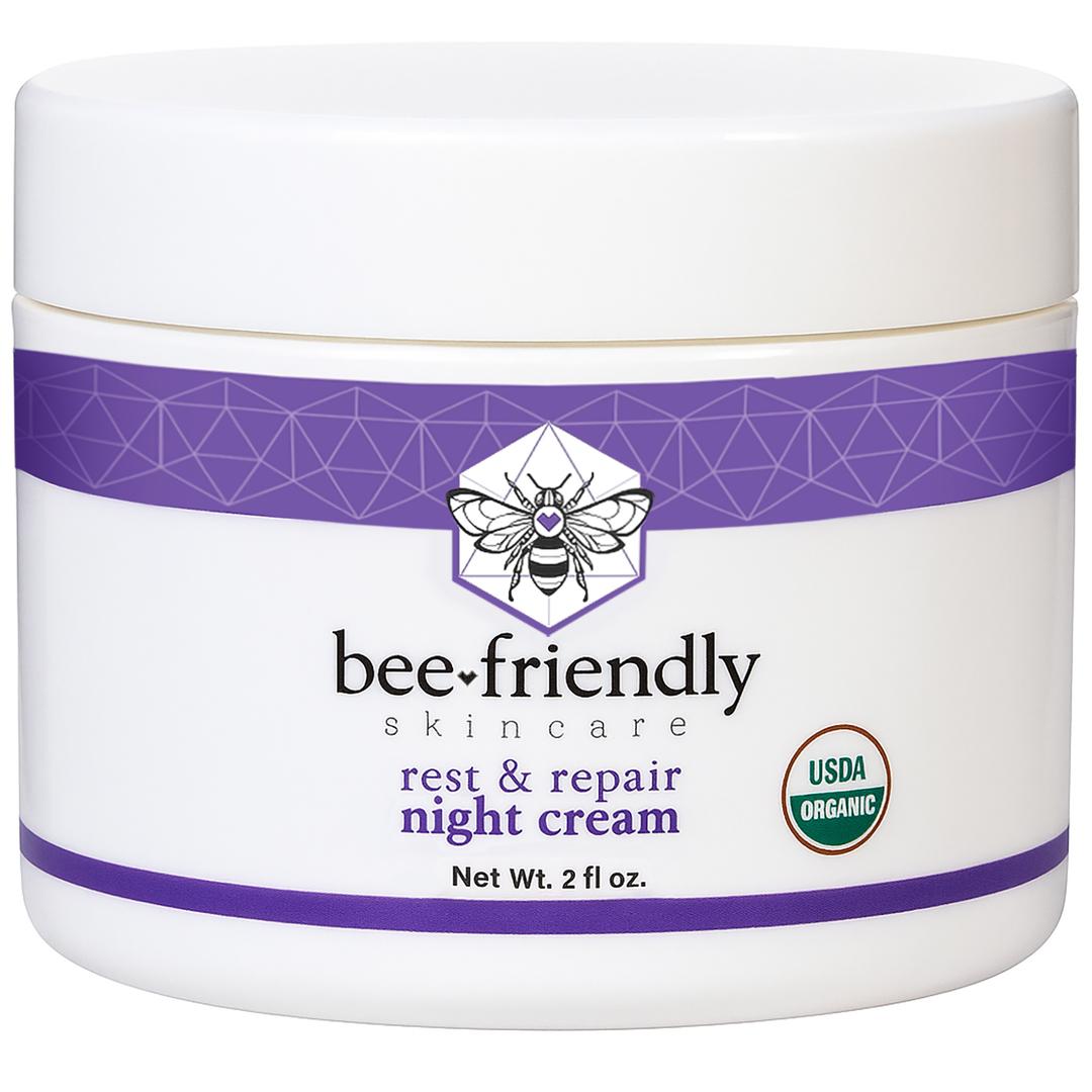 Certified Organic Night Cream, Deep Hydrating & Moisturizing Night Time Eye, Face, Neck & Decollete Cream 2 oz