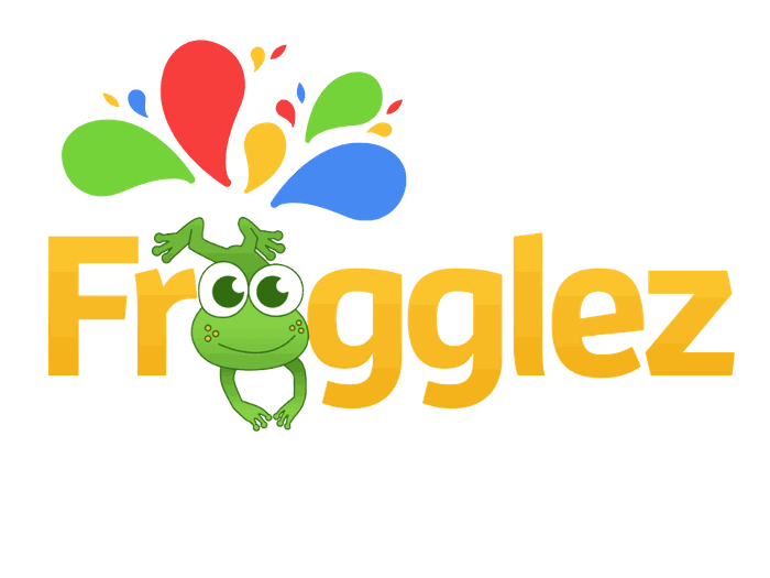 Frogglez swim gear company logo with frog replacing o in the word