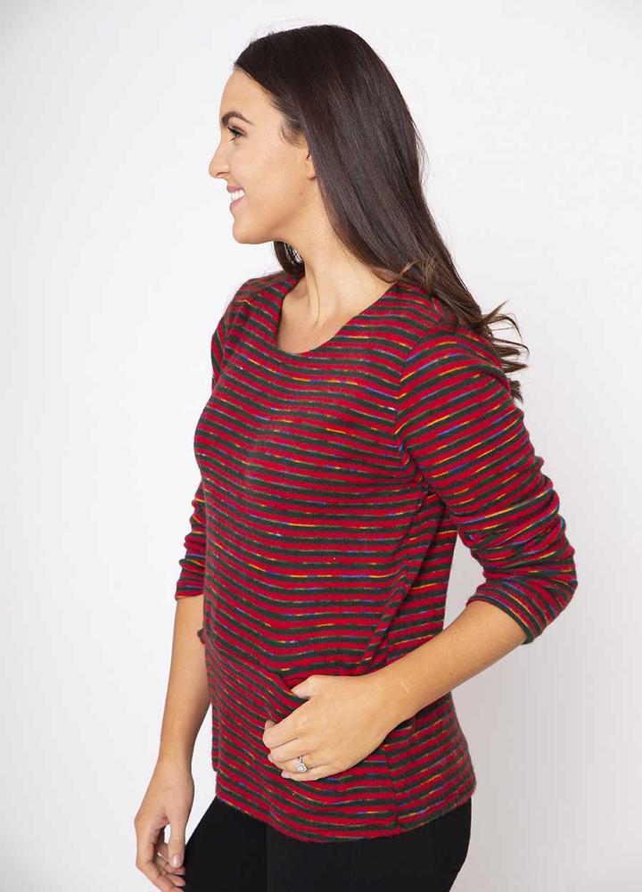 2 Pocket Stripe Top in Red