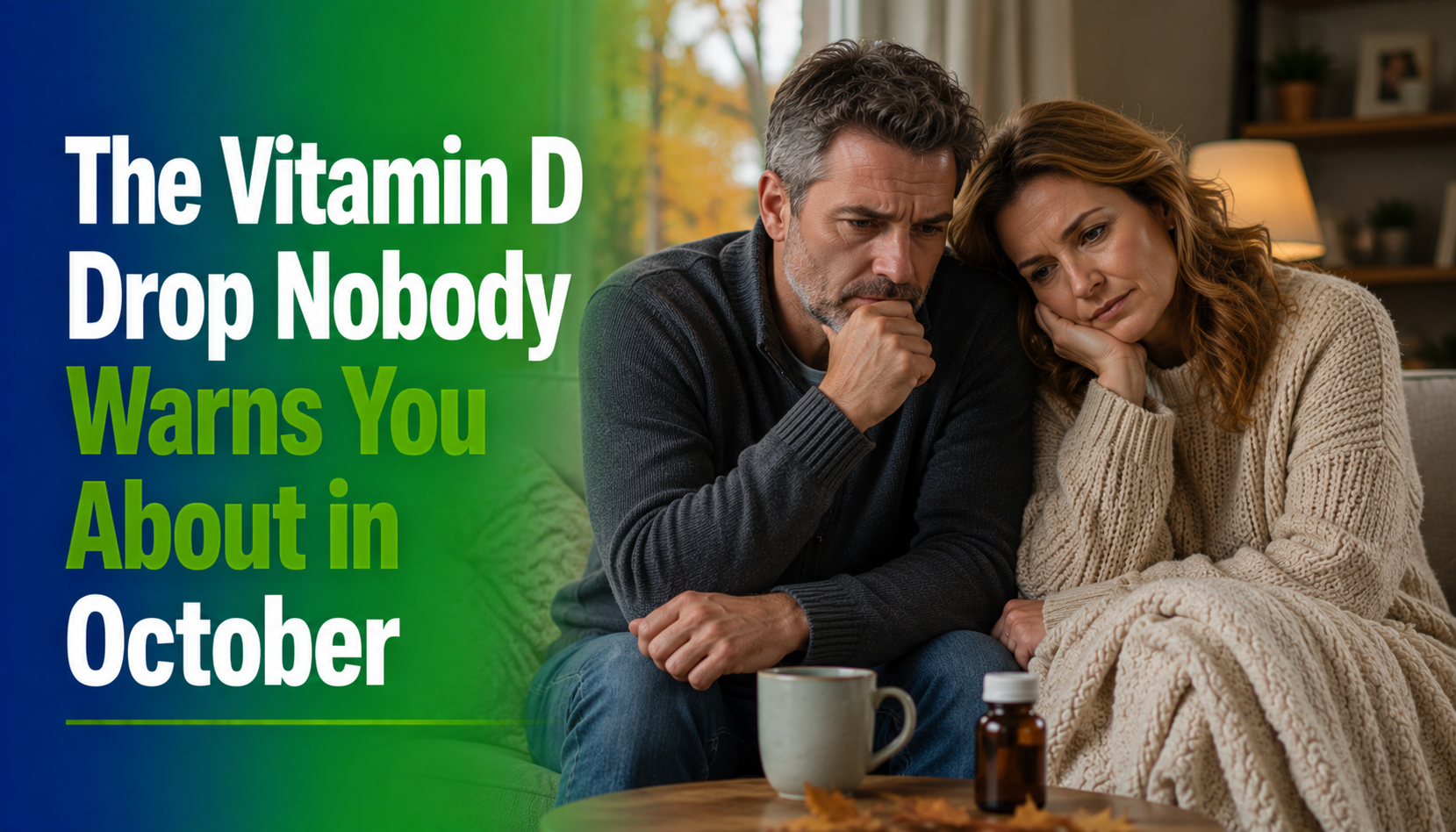 A graphic illustrating the decline in vitamin D levels during October, highlighting its impact on health and wellness.