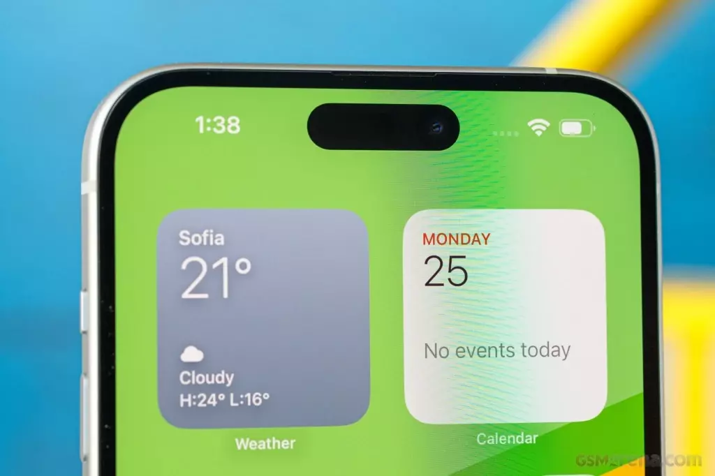 Display, buttons and sensors of iPhone 15 plus