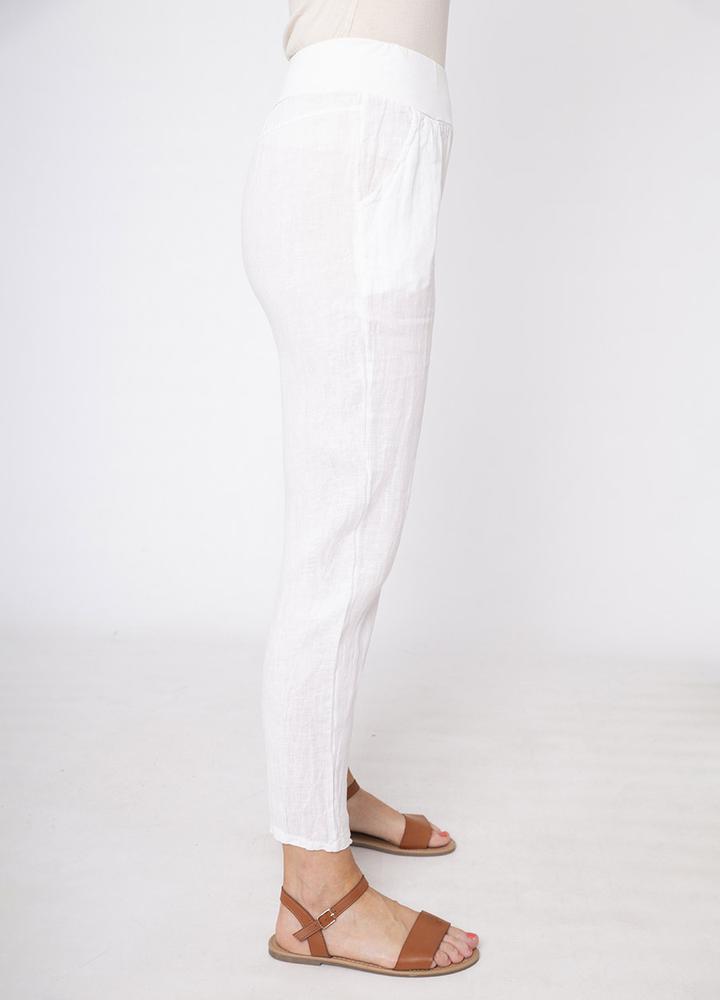 Stretch Waist Linen Trouser