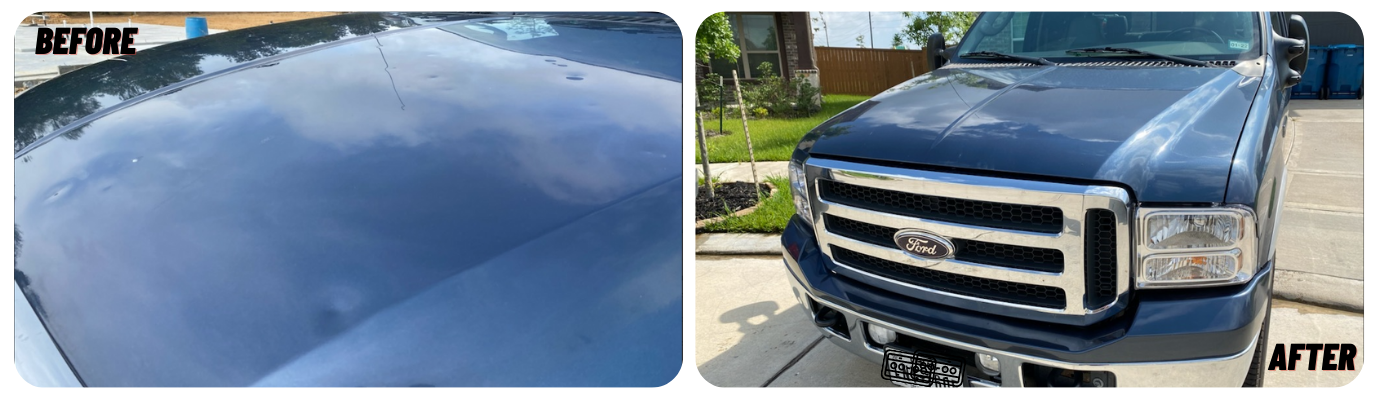 Hood Before and After Hail Damage