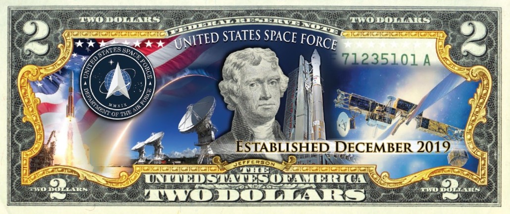 'U.S Space Force' - Genuine Legal Tender U.S. $2 Bill