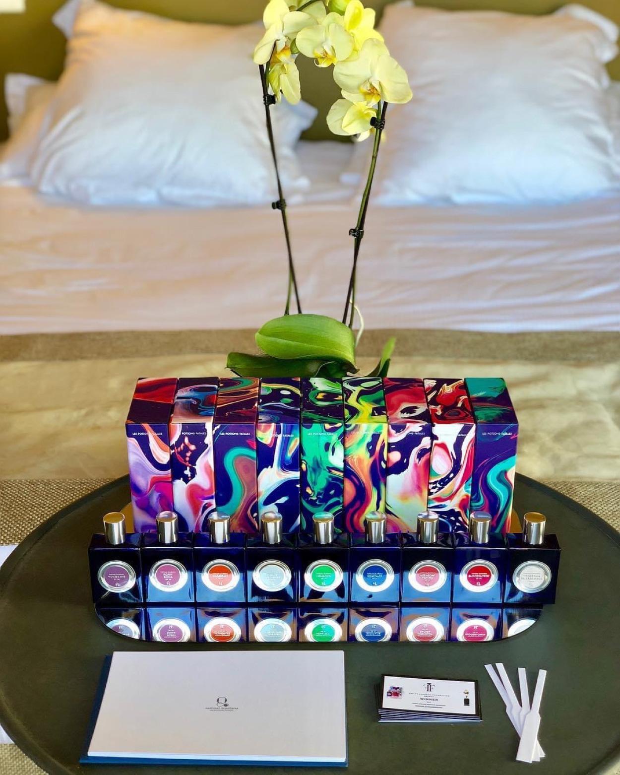 Les Potions Fatales official launch in original packaging by Aerosyn Lex Mestrovic at the Principe Di Savoia Hotel, Milan, 2016.