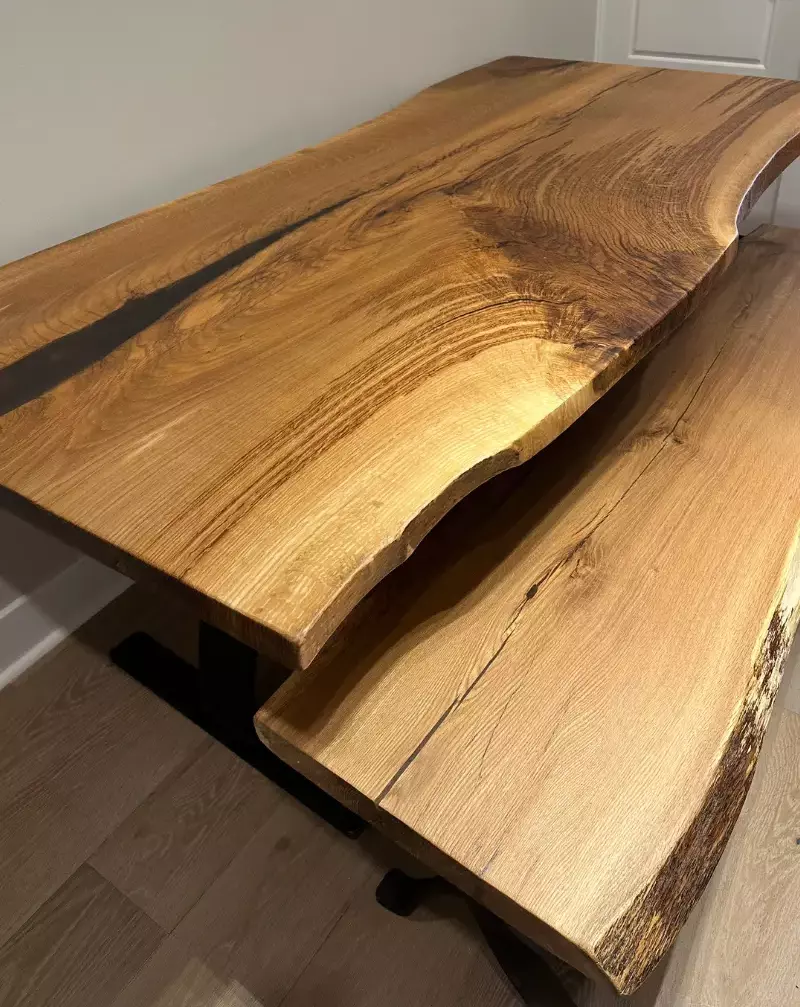 Live Edge Oak Table and Bench