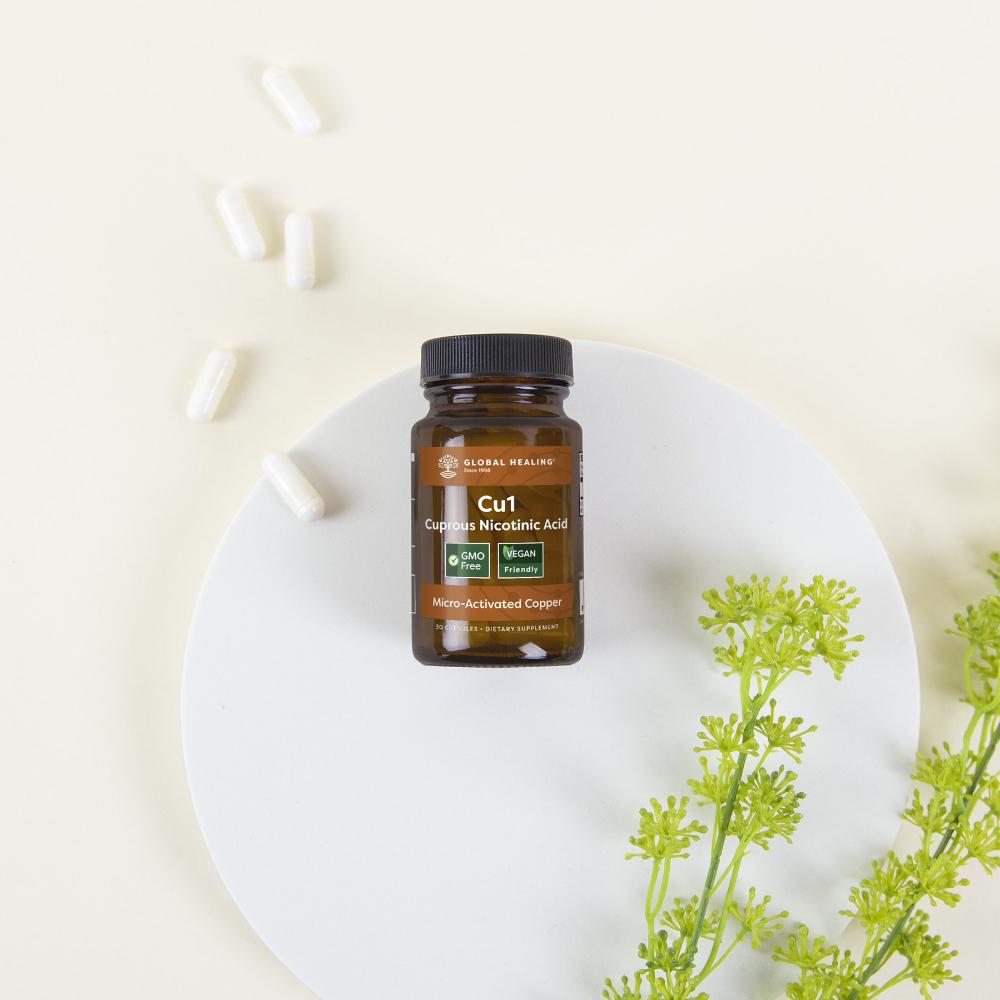 Global Healing Cu1 Micro Activated Copper Bottle On Plate