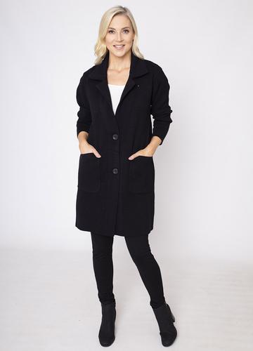 Revere Collar Coatigan in Black