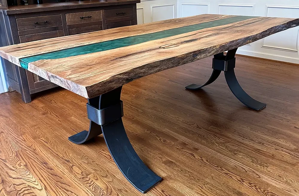 live edge green river table
