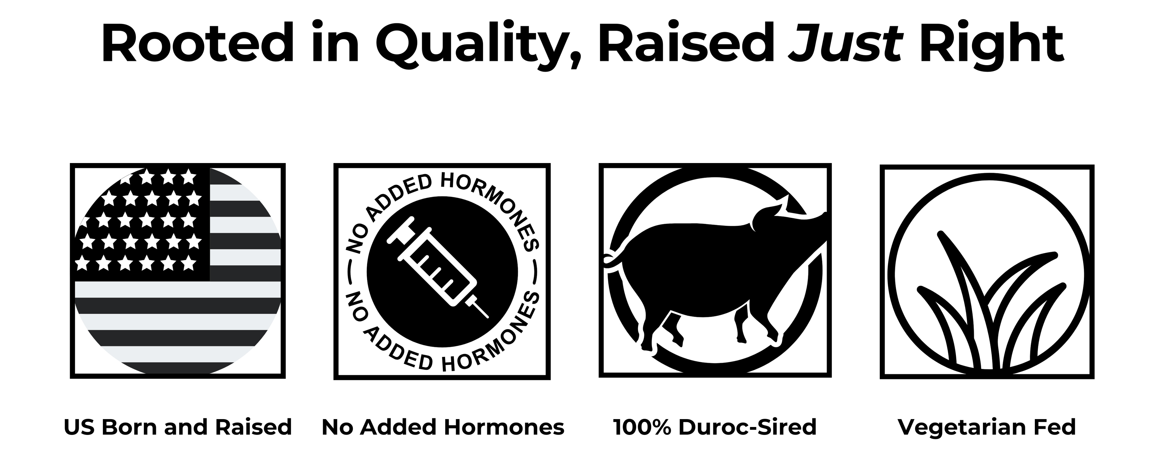 US born and raised, no added hormones, 100% duroc-sired, vegetarian fed