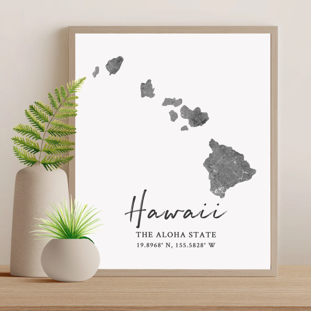 Hawaii State Map Silhouette print