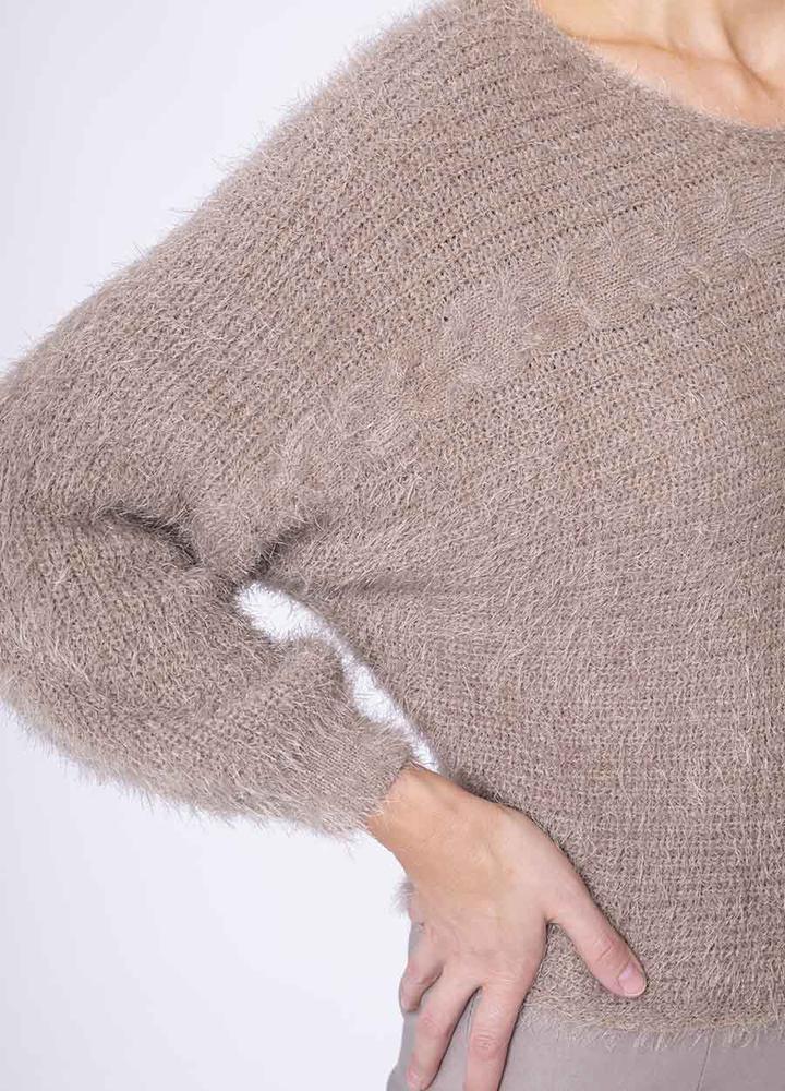 Cable Mohair Jumper in Taupe