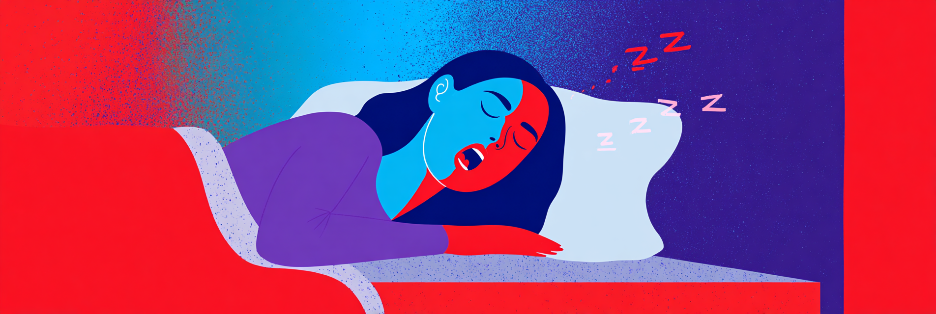 A woman sleeping in bed, snoring loudly due to sleep apnea.