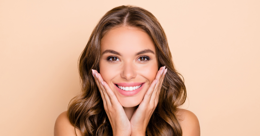 woman smiling big