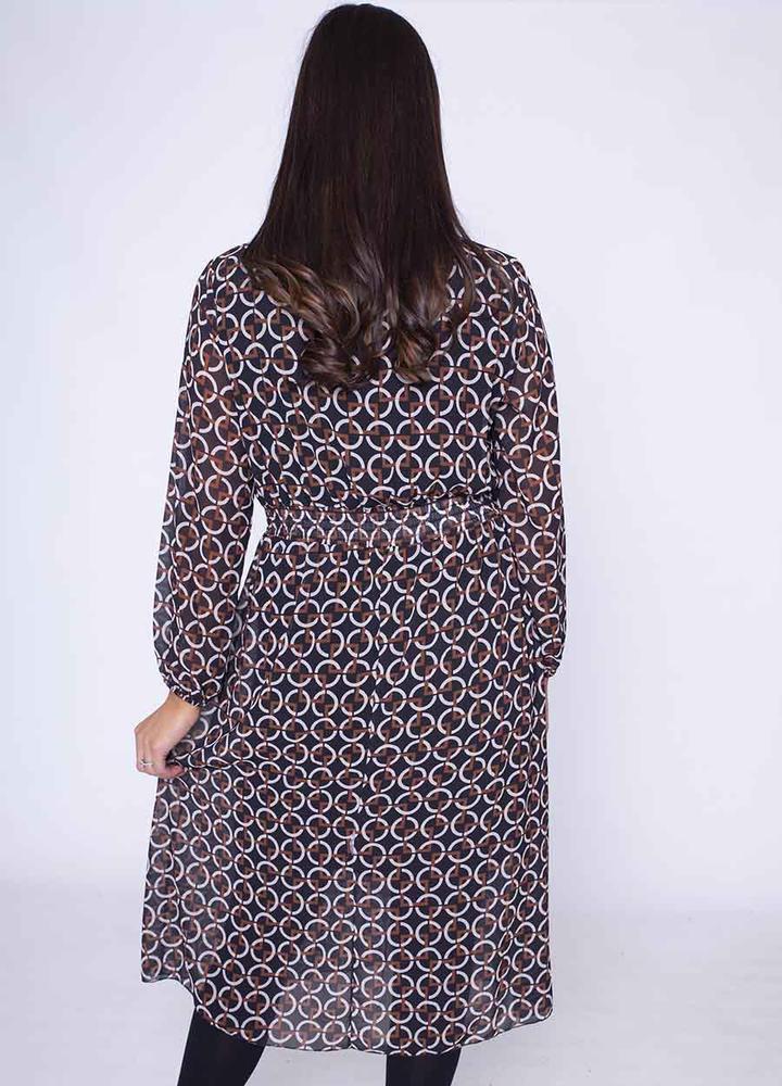 Single Pleat Chiffon Dress in Black