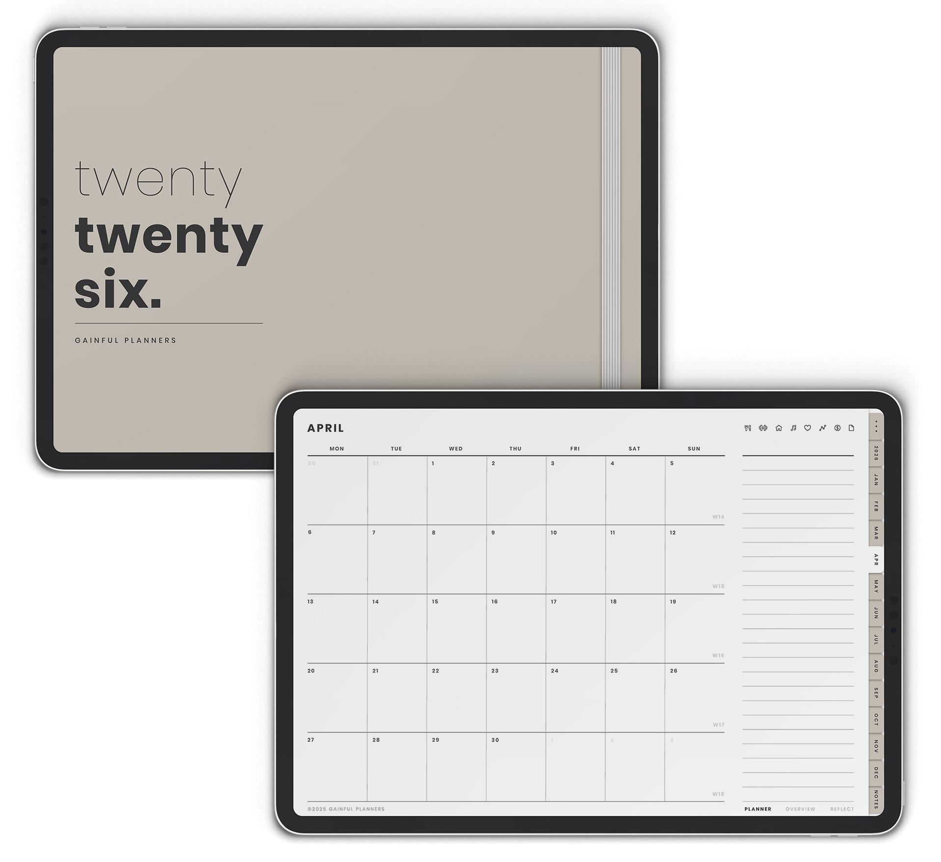 Pastures digital notebook displayed on iPad, featuring section dividers and note pages