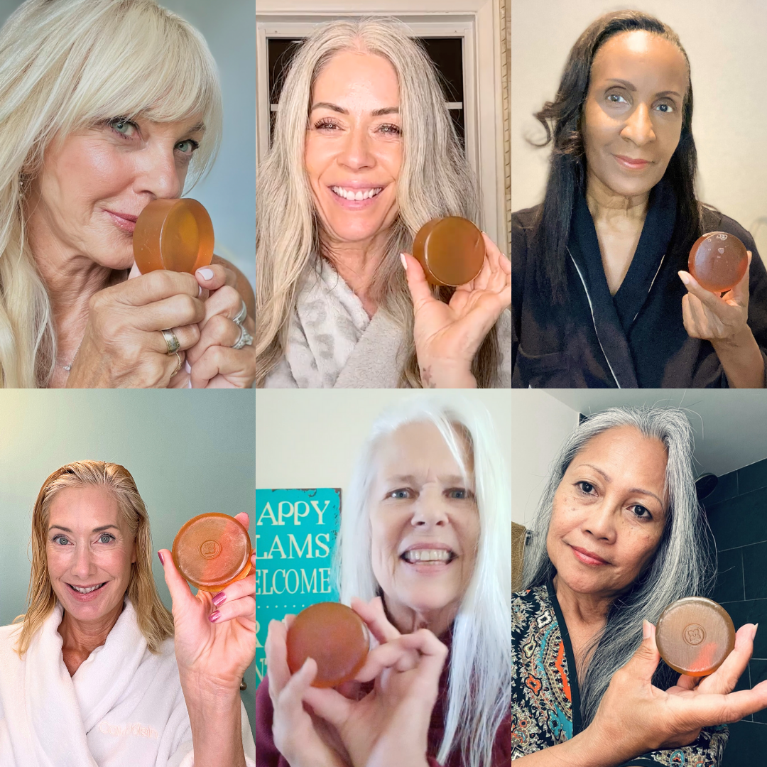 Mirai Clinical Reviews by Confident Women Selfies Holding Deodorizing Soap Bar with Japanese Persimmon.