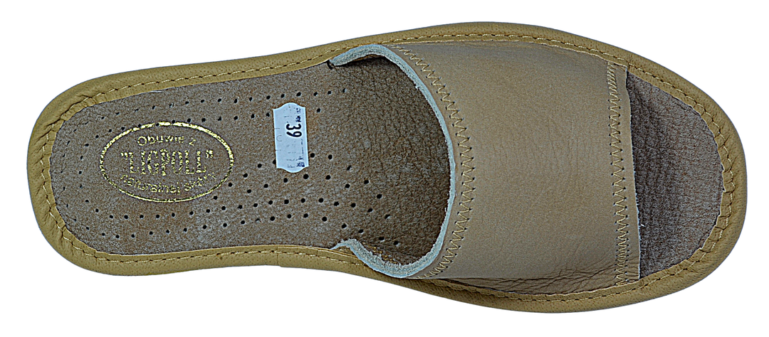 Lydia - Women leather open toe slippers - Reindeer Leather