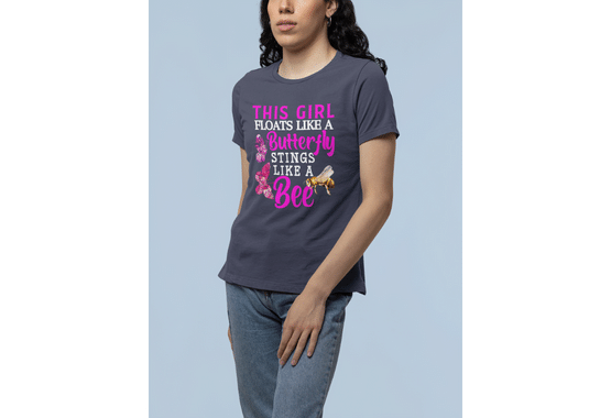 boxing t shirts, ali boxing t shirt, woman t shirts, navy color t shirt, girl t shirt, funny boxing t shirt, combat t shirts, boxing saying t shirt, sparring t shirt, fight t shirt, girl stings like a bee boxing t shirt