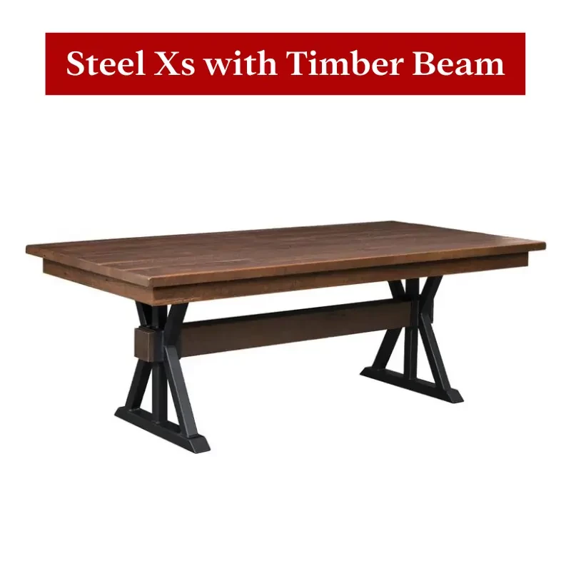 Trestle Steel Base with Timber Beam for Table