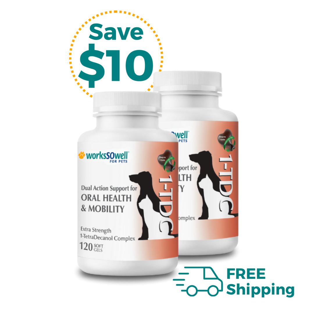 1-TDC ORAL HEALTH + MOBILITY SUPPORT FOR DOGS & CATS 2 Bottles (240 soft gels)