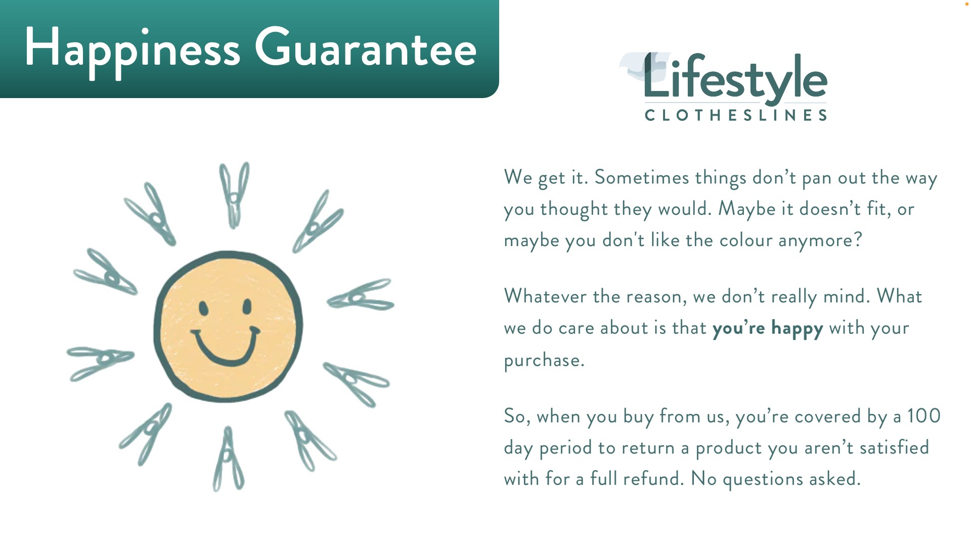 2.4m clothesline purchase 100 day happiness guarantee