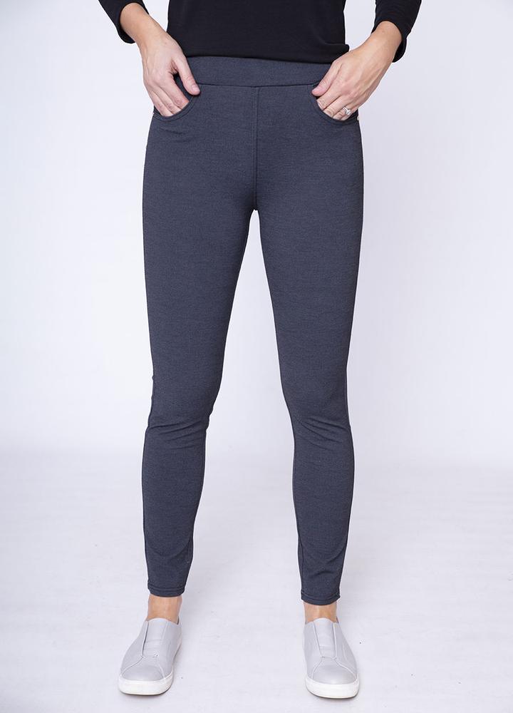 Stretch Waist Stud Pocket Trouser in Grey