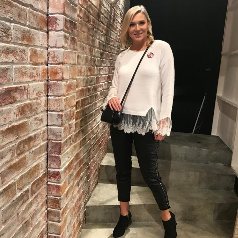 Lace Sleeve Jumper in White