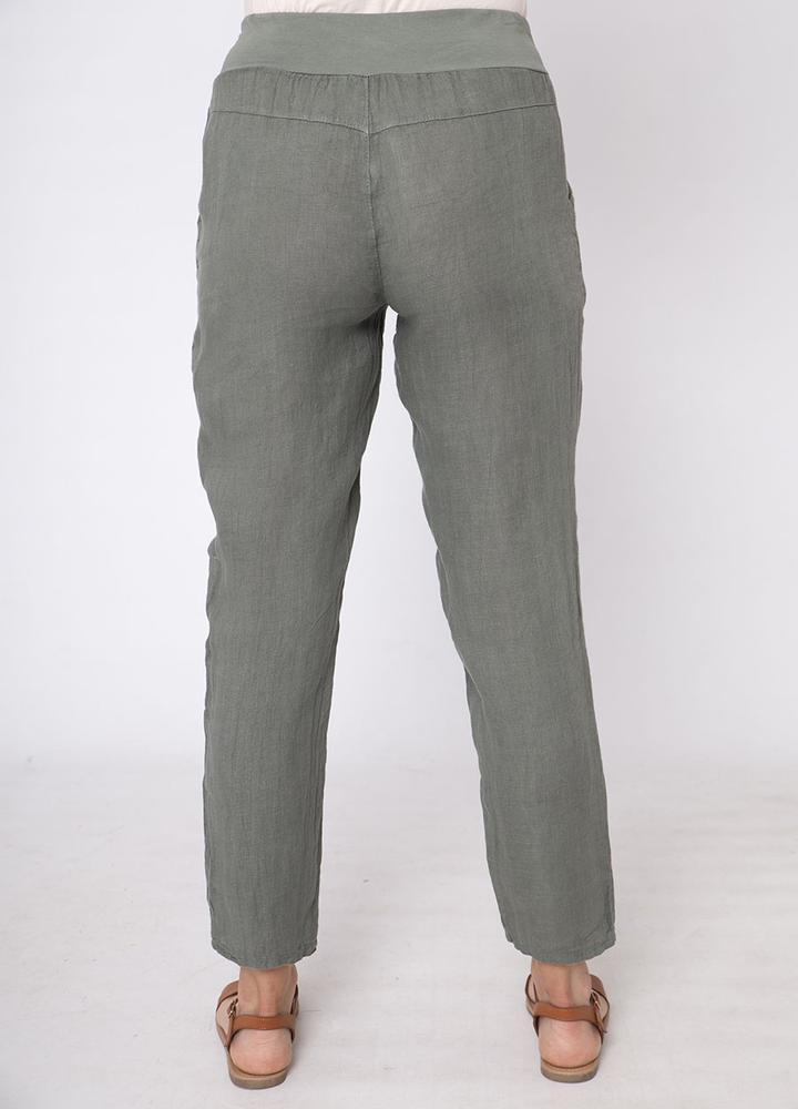 Stretch Waist Linen Trouser