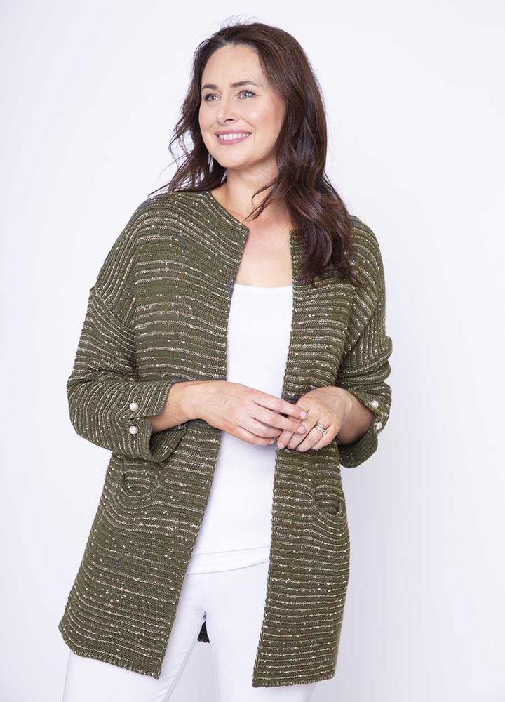 Fleck Pearl Button Cuff Cardi