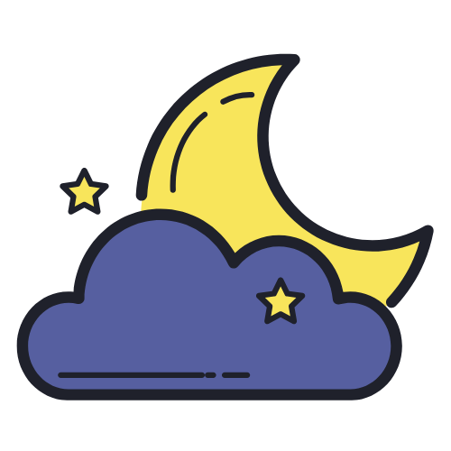 graphic of moon, stars, and cloud