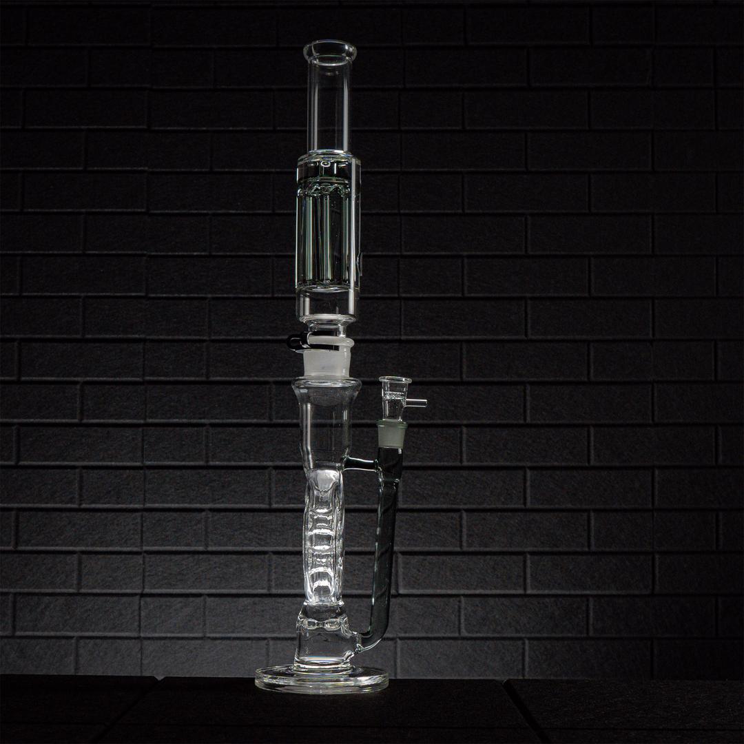 side profile of glass swiss perc bong