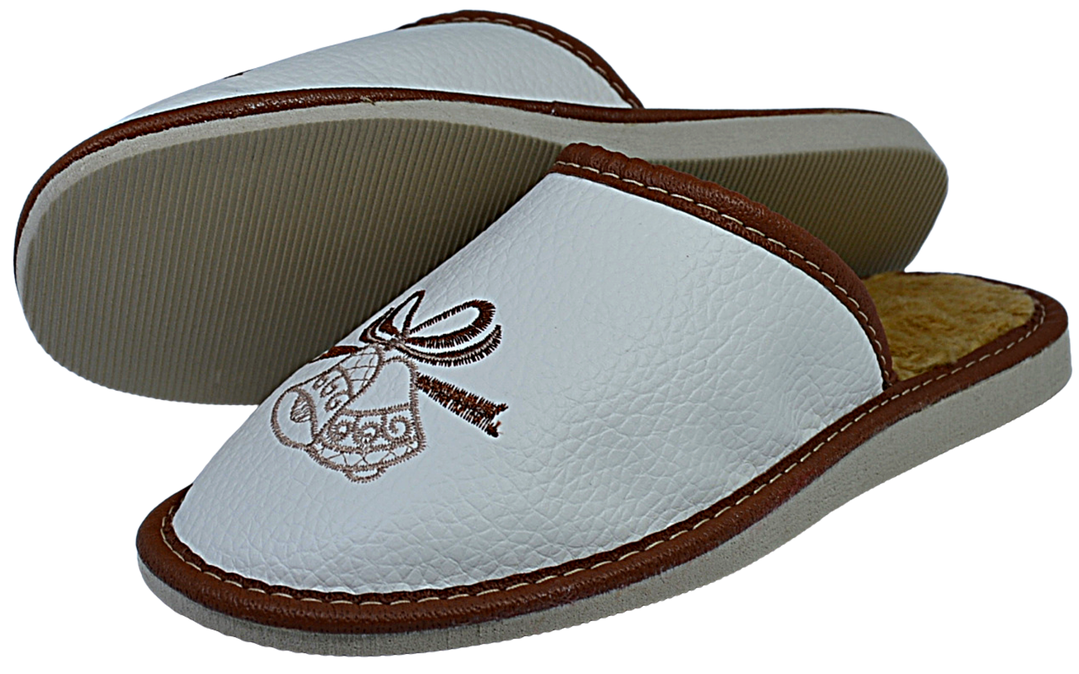 Mila - Women winter leather mules - Reindeer Leather
