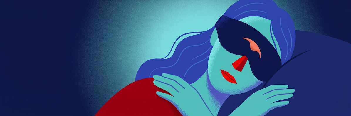 Woman sleeping in a Manta Sleep mask with a soft skin glow, illustrating beauty sleep benefits.