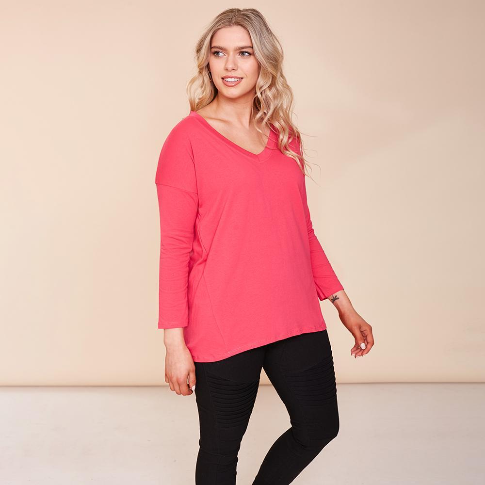 Riley V Neck Top (Pink)