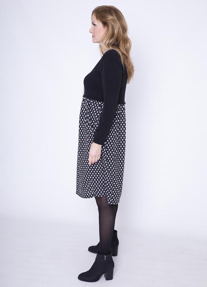 Polka Dot Jersey Dress & Necklace (Silver)