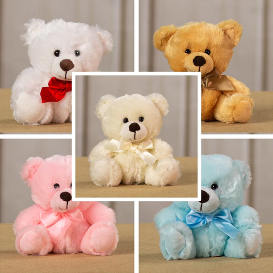 A small, sitting colorful assortment o0f bears