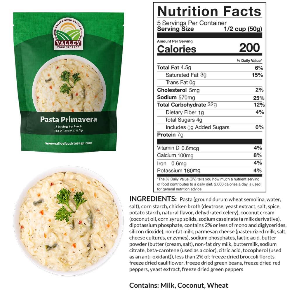Pasta Primavera Nutrition Facts