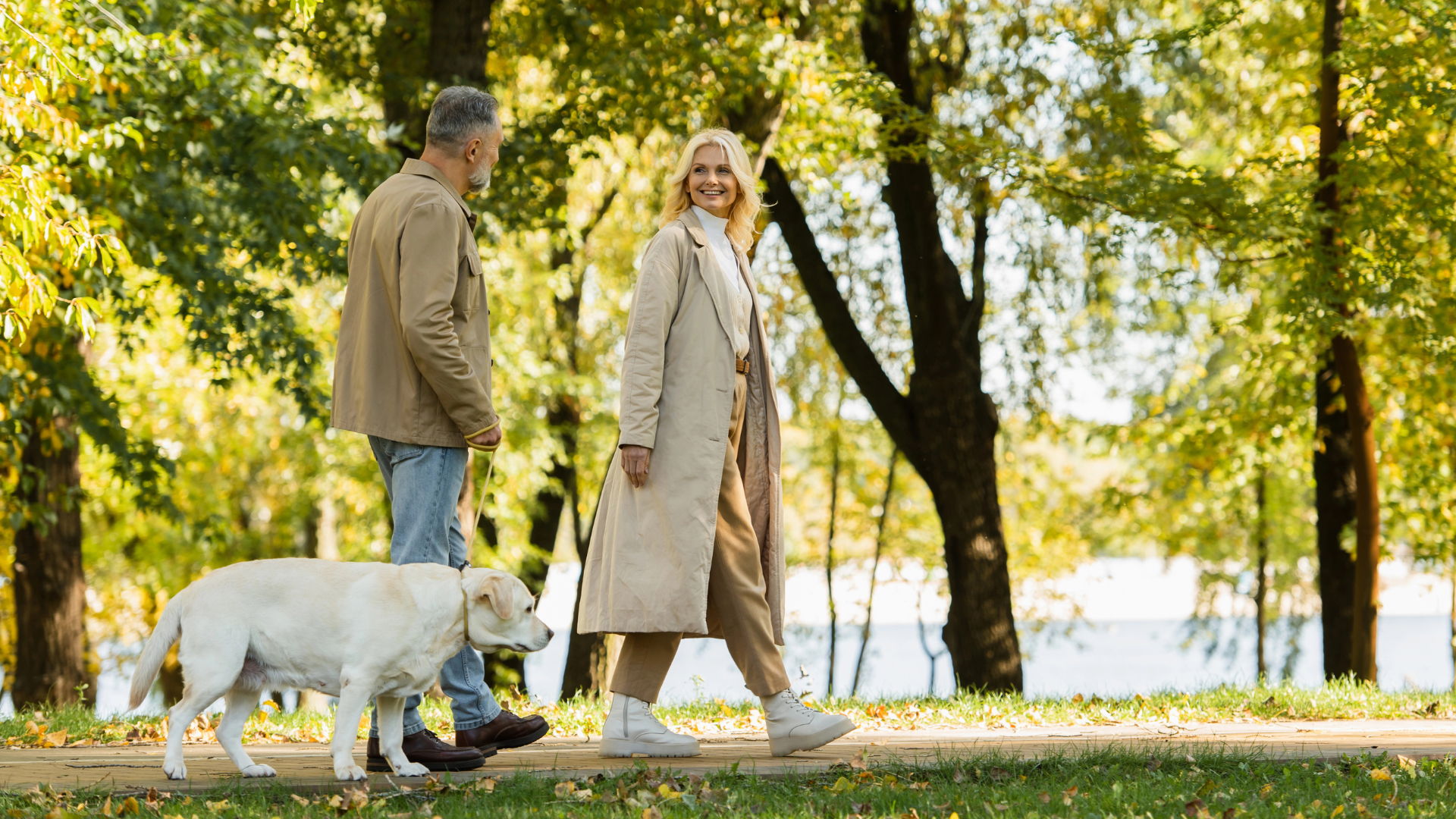 woman in park with man in spring