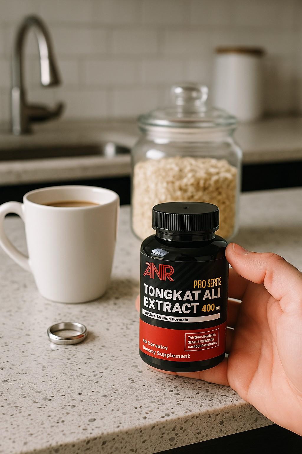 Adaptophen bottle and capsules containing tongkat ali, tribulus, 5-methyl-7-methoxy-isoflavone and ZMA