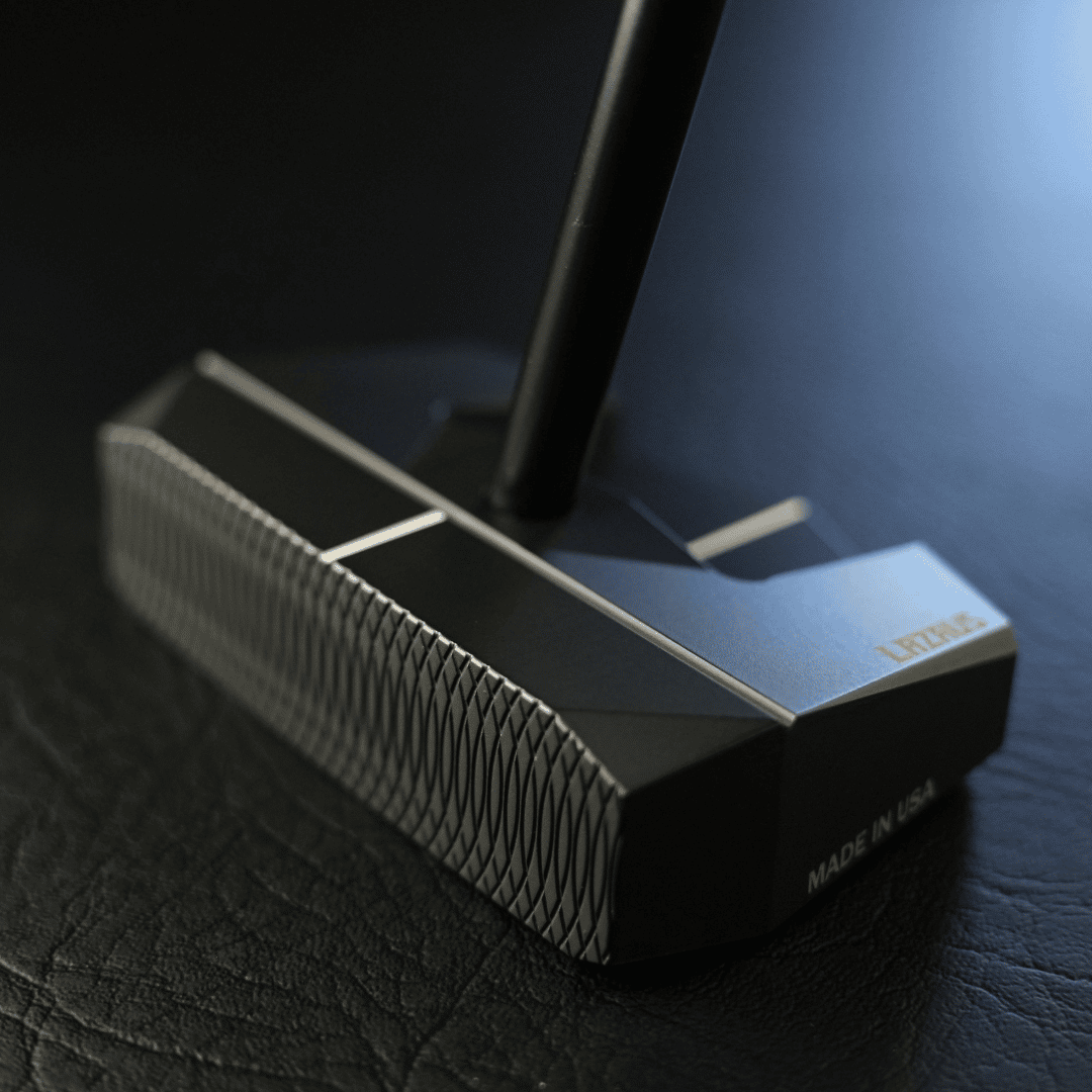 Lazrus LAZ2 zero torque mallet putter in Black finish showing front view with the milled face in clear view