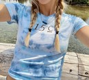 1.5°C Earth Focus Sky Blue Hand Tie-Dyed Women's T-Shirt_Involvd Social Advocacy Clothing Brand