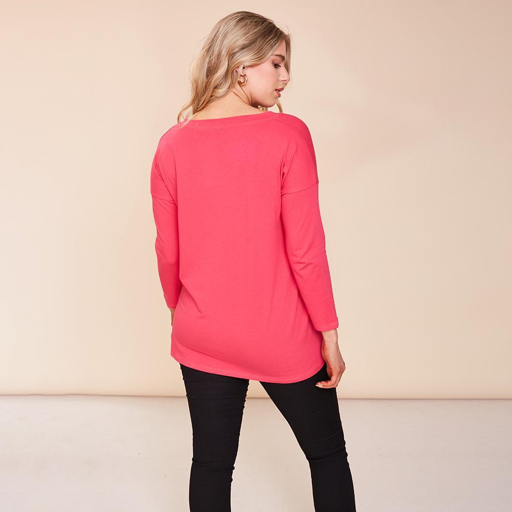 Riley V Neck Top (Pink)