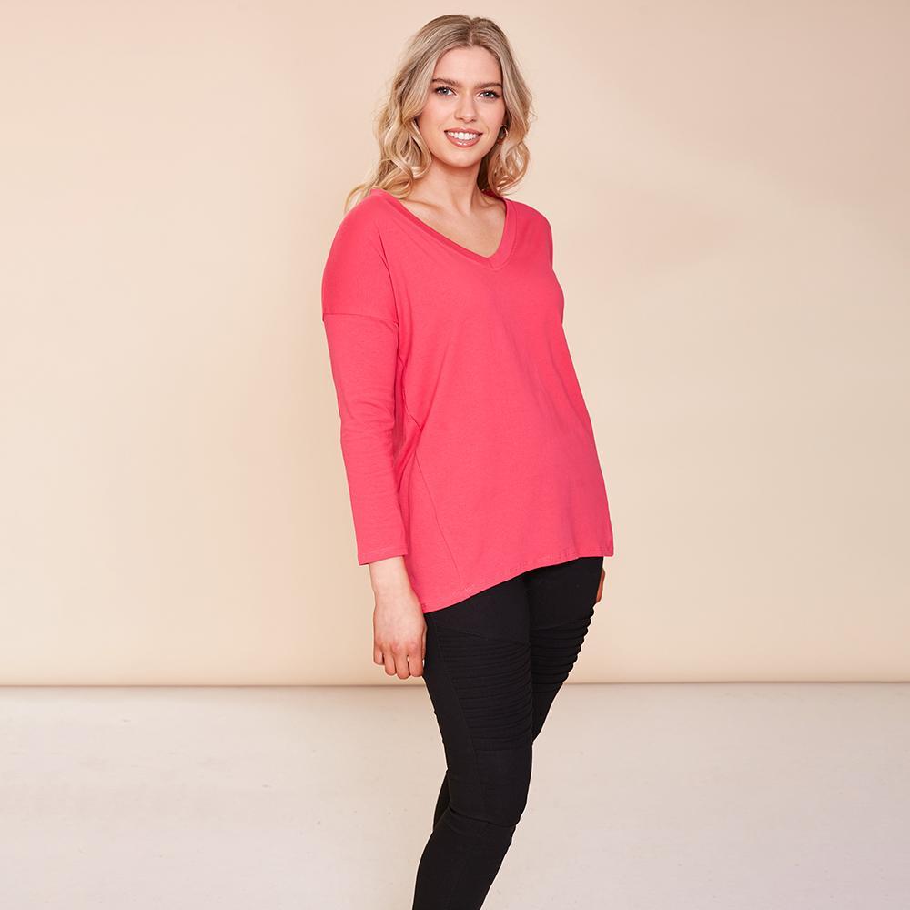 Riley V Neck Top (Pink)