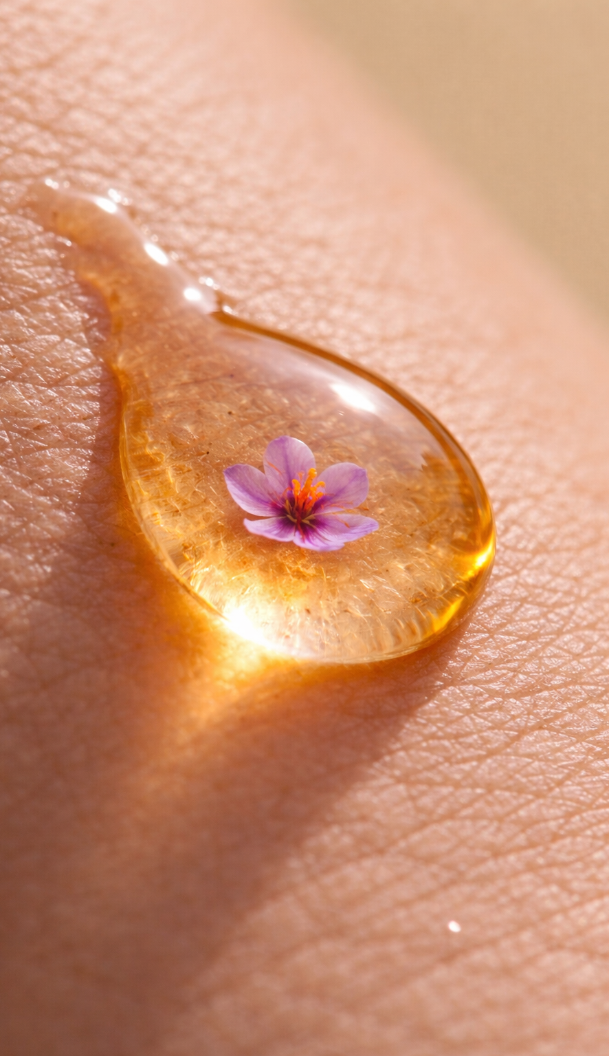 oil drop on skin