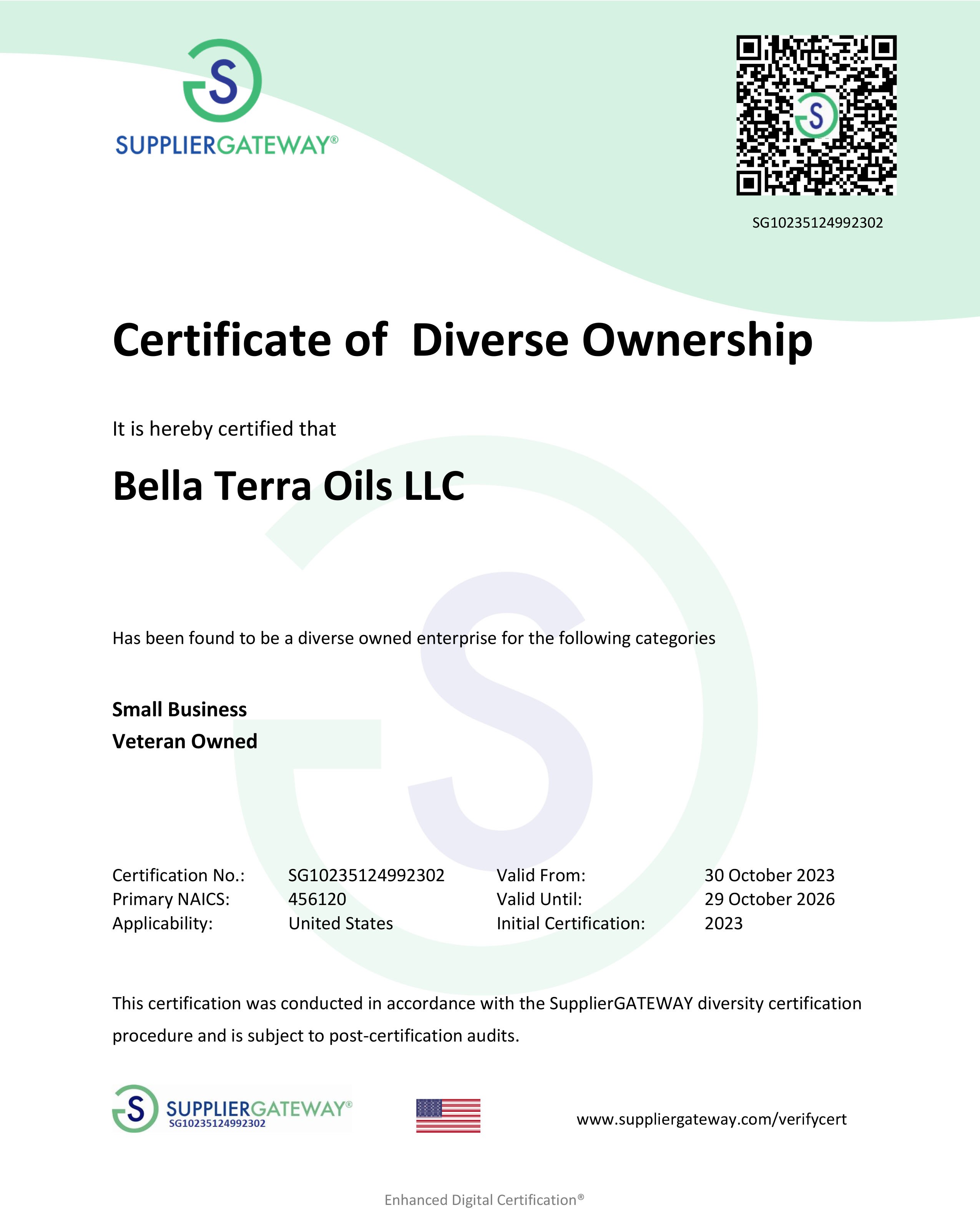 certificate of diverse ownership