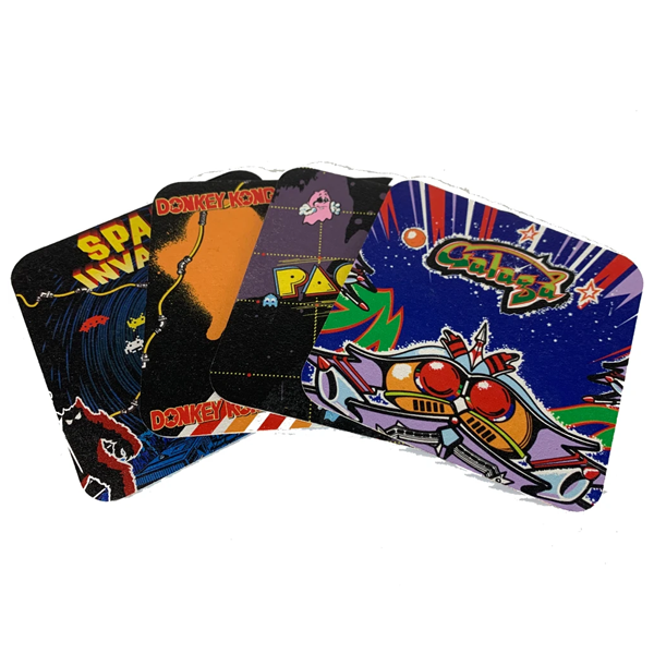 Games toom accessories, arcade themed beer mats