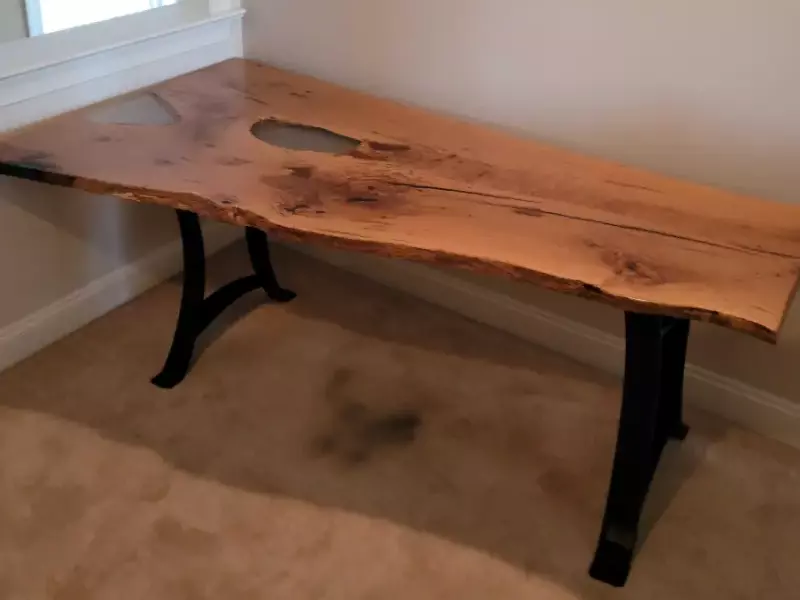 Live Edge Desk with Epoxy "pond"